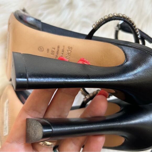 Schutz Sandal Heels Rowenah Black Crystal Embellishment Size 7.5 Rhinestone - Picture 7 of 13